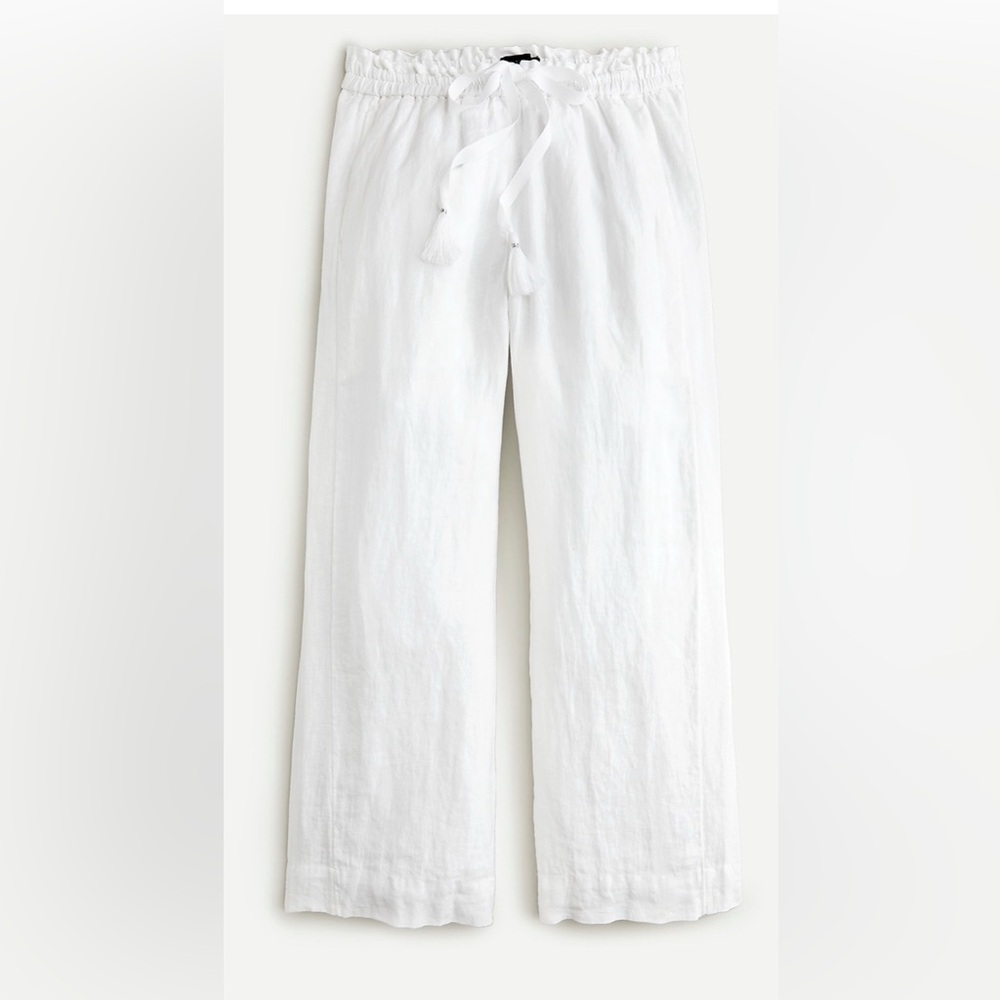 J.Crew Drawstring Linen Pant- NWT- White- Size SMALL - Picture 2 of 8